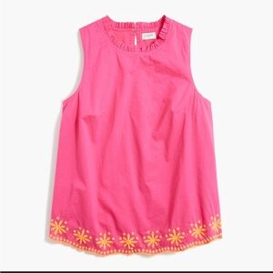 J. Crew Pink Sleeveless Top with Orange Floral Hem